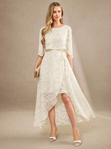 Amorya Elegantes langärmliges Wickelkleid Nagelkunst mit Ausschnitten, Sommerkleidung für Schule, Konzert, Hochzeitsgäste, Urlaub und Geburtstag für Frauen