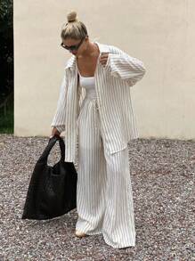 DAZY Autumn/Winter New Loose Casual Striped Women 2 Pieces Set Lounge Sets For Women