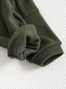 2 Stücke/Set Baby Jungen süßer militärgrüner Kapuzenpullover mit Taschen und Hose mit Gummibund, Herbst/Winter