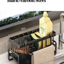 Multi-Functional Sink Drain Rack Dishwashing Liquid Sponge Rag Rack Kitchen Utensils Drain Wire Ball Sink Dishwashing Cloth Storage Rack Upgraded Carbon Steel The Kitchen Shelf Sink Wipes And A Rag Of The Carbon Steel Faucet, Wash The Bowl Clean Steel Wire Ball Storage Shelf Artifact Back To School - Multicolor - View 19