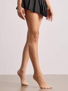 ROMWE Kawaii 1 件女士不对称性感长筒袜/连裤袜/打底裤/紧身裤 - 米色 - 查看 4