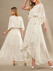 Amorya Elegantes langärmliges Wickelkleid Nagelkunst mit Ausschnitten, Sommerkleidung für Schule, Konzert, Hochzeitsgäste, Urlaub und Geburtstag für Frauen