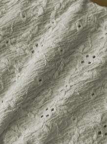 Elamini 女式纹理提花方领泡泡袖收腰修身T恤，春夏 - 薄荷綠 - 查看 5