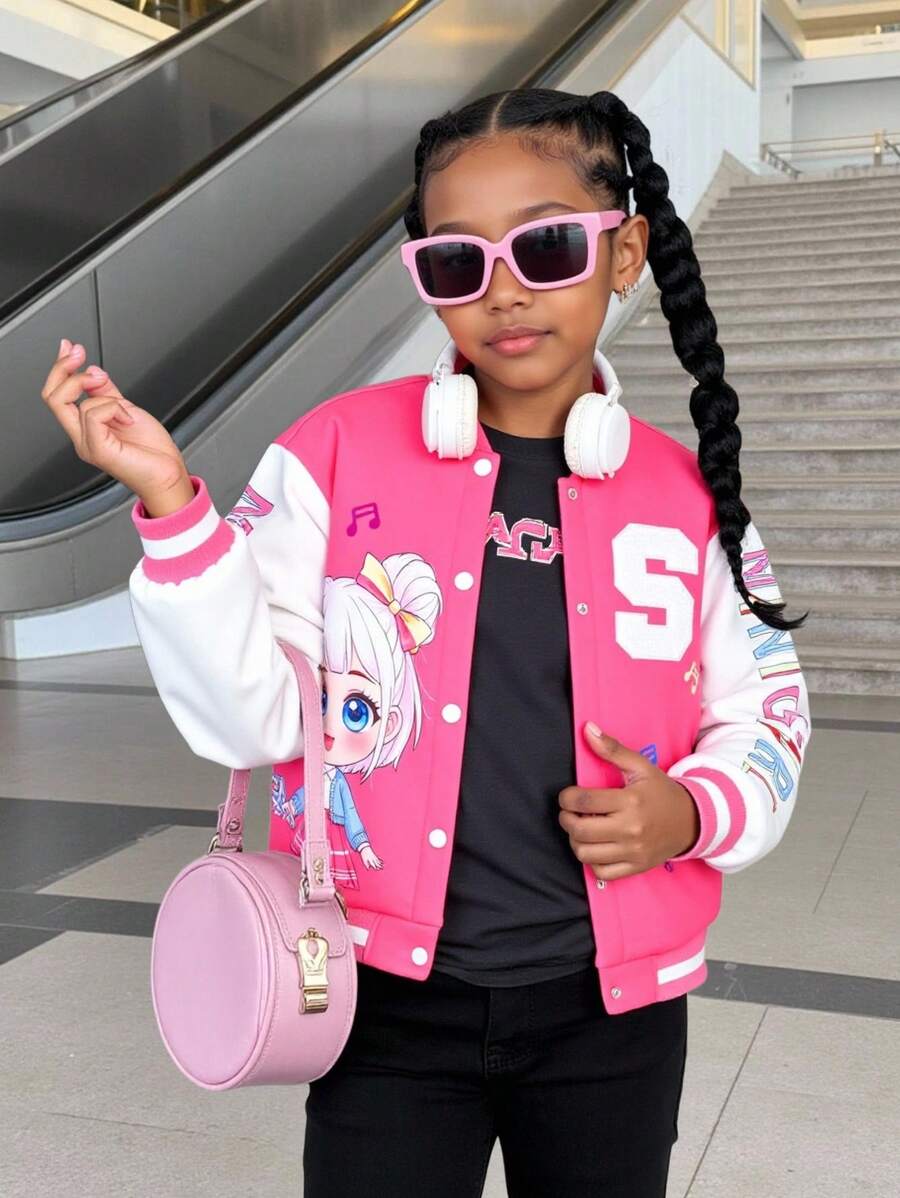Tween Girls Cute Casual Printed Button-Up Jacket Fall Winter - Multicolor - View 1