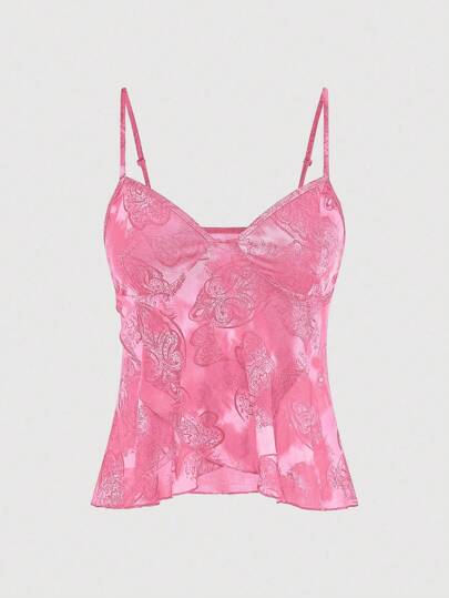 EgrlEra Camiseta sin mangas con estampado de mariposas, bajo asimétrico y tirantes, estilo Y2K para mujer, para el verano