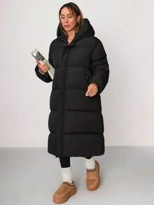 Matte Gray Quilted Long Padded Coat With Front Zipper Closure, Buttoned Flap Chest Pockets, Waist Tie Belt, And High Neck, Warm And Functional Winter Outerwear, Waterproof Fabric Long Puffer Coat Long Winter Coat For Women Womens Long Puffer Coat Long Hooded Puffer Coat Puffer Coat Women Long Coat Oversized Jacket Outerwear Women Long Jacket For Women