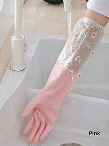 1双长袖橡胶手套，可重复使用洗碗手套，厨房烤箱宠物清洁手套 - 彩色 - 查看 13