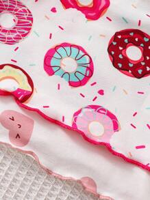 SHEIN 4pcs Young Girl Cute Rabbit Print Camisole & Shorts Knit Homewear Set, Summer - Dusty Pink - View 4