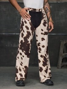 AXEPEAK 男士性感开裆宽松图案印花裤