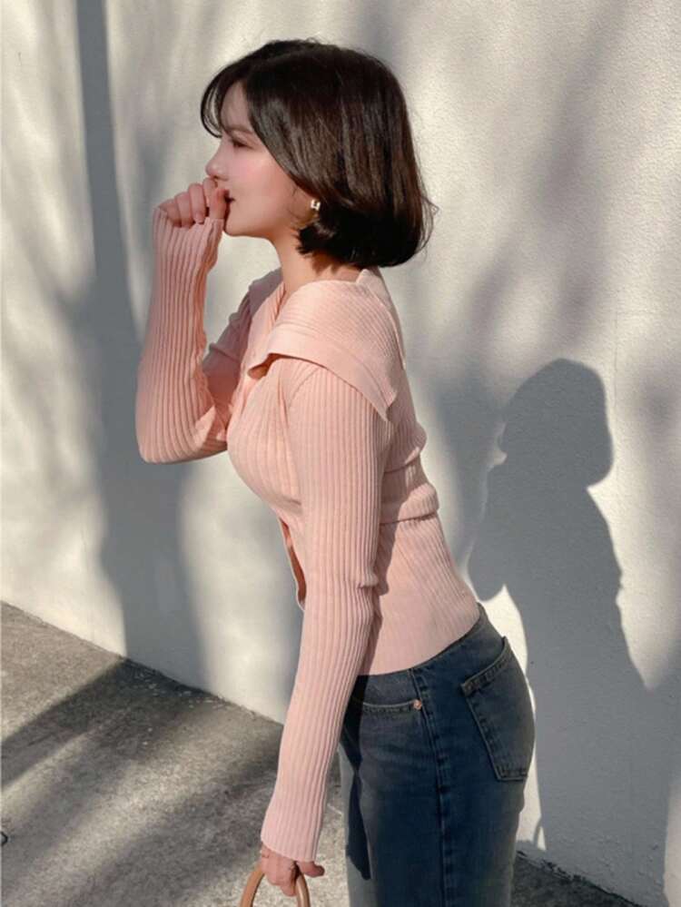 V-Neck Cardigan Sweater For Women, Short Slouchy Soft Knit Pullover Top, Autumn/Winter Autumn,Fall Women Clothes
