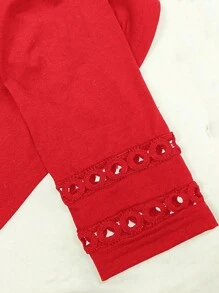 EMERY ROSE Áo thun nữ cổ tròn tay khoét rỗng màu trơn thường ngày - Đỏ - Xem 3