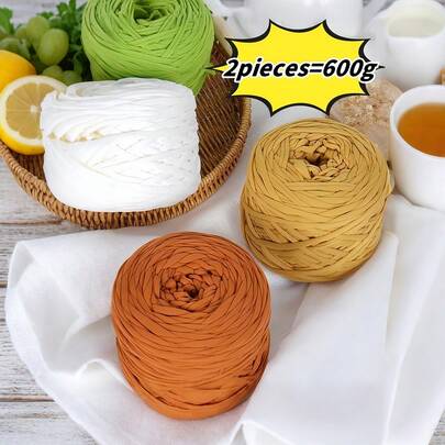 2 Packs, Total 600g, Fabric Strips, Woven Cushions, Woven Bags, Handicraft Yarn, Large Balls Of Yarn