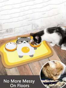 SHEIN 1件装猫粮垫，适用于地板，猫水碗垫，宠物喂食吸水垫，猫狗餐垫，适用于食物和水 - 彩色 - 查看 5