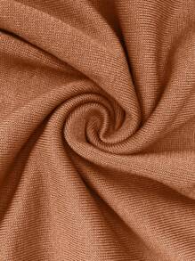 EMERY ROSE Plus Size Women's Solid Color V-Neck Puff Sleeve Short Sleeve Casual Knit Pullover Sweater Knit Pullover Fall Winter Autumn - Brown - View 3