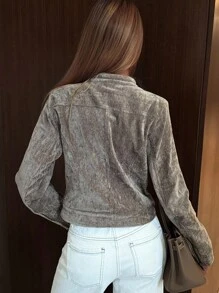 DAZY Women's Regular Leather Jacket, Motorcycle Style Outerwear Women Coats - Brown - View 5