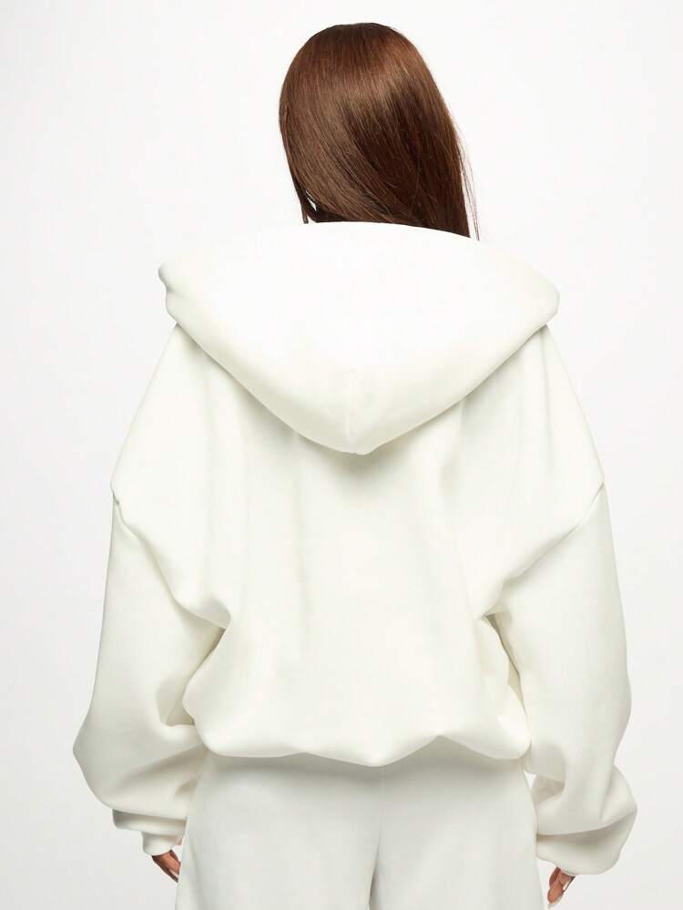 SUMWON WOMEN Oversized Zip-Up Graphic Print Cropped Length