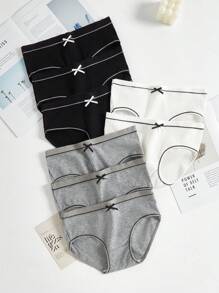 SHEIN 8条装 少女简约时尚学生罗纹舒适棉质内裤