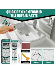 1 套瓷砖快干粘合剂、瓷砖修补膏、浴缸、大理石、家具、马桶裂缝修补（100 毫升）