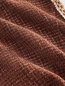 SHEIN MOD Áo khoác không tay cổ chữ V có túi trang trí ruy băng màu cà phê - Cà phê nâu - Xem 5