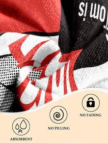 TOM & JERRY X SHEIN 1Pc Letter & Cartoon Pattern Beach Towel Summer Essential! Lightweight & Quick-Drying Beach Towel - Enjoy Perfect Beach Moments! - Red - View 5