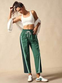 VARSIVA 女式抽绳腰侧条纹印花运动裤