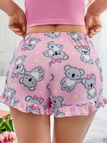 Cute Summer Koala Print Women Sleep Bottom Shorts - Multicolor - View 2