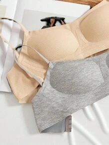 Sujetador deportivo sin costuras para adolescentes, con soporte y elevación inalámbrica, adecuado para busto pequeño, moda de vuelta al colegio - Multicolor - Ver 6