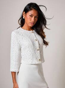 COSMINA Women's Fashionable And Elegant Thin Blazer Jacket For Commuting In Fall/Winter - Beige - View 3