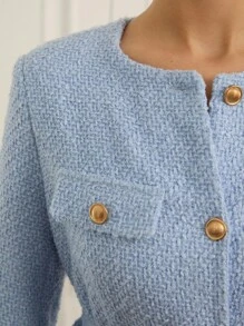 Revavyn Vải Tweed, Thắt lưng trang trí eo, Thiết kế thời trang đa năng thanh lịch và tinh tế cho áo khoác nữ - Màu xanh lam - Xem 5