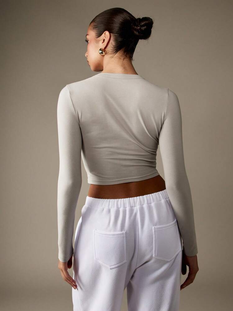 MISSGUIDED Copenhagen Sports Department Long Sleeve Baby Tee Vintage Style Streetwear Collegiate Cropped Varsity Design Retro Y2K Winter Fall Fashion Top