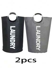 SHEIN سلة غسيل كبيرة قابلة للطي، قائمة بذاتها، من قماش أكسفورد، لتخزين الغسيل القذر، طوي، مقبض، مناسبة للسكن والمنزل والسفر (متعددة الألوان). - متعدد الألوان - مشاهدة 22