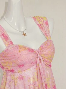 SHEIN ICON Women's Ditsy Floral Asymmetrical Hem Cute Floral Blouse, Adorable Summer Top Fall Women Clothes