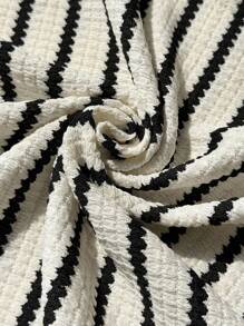 SHEIN 青少年女孩休闲条纹长袖T恤和裤子套装 - 黑與白 - 查看 4