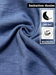 GlowEve Denim Effect V-Neck Ruffle Hem Elegant Women Short Dress