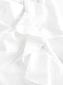 SHEIN MOD 大码女式白色不对称荷叶边下摆迷你连衣裙 - 白色 - 查看 3
