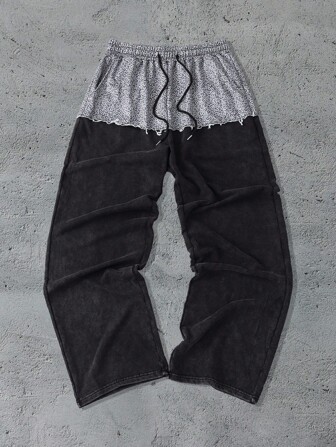 Street Life Pantaloni da uomo con stampa leopardata, patchwork e vestibilità morbida