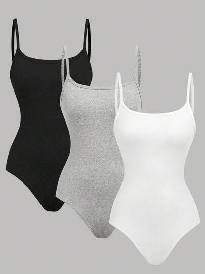 SHEIN Girlism Teen Girls 3pcs Casual Slim Fit Girl's Jumpsuits With Spaghetti Straps, Perfect For Summer