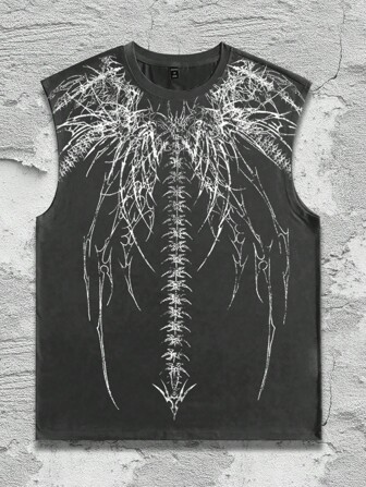 Goth Camiseta de tirantes casual con estampado para hombre