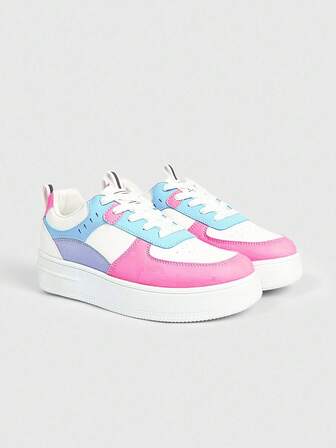 Kawaii Sneaker casual bianche con suola spessa e lacci, versatili per primavera/estate, stile studente/sportivo per donna