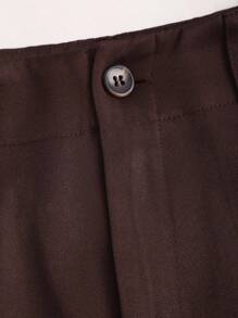 Sweetra Petite Spring/Summer Pleated Wide Leg Casual High-Waisted Pants For Petite Women Fall Cloth For Women - Brown - View 3