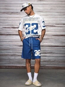 AXEPEAK 男士圆领短袖字母图案休闲T恤套装 - 彩色 - 查看 1