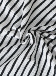 SHEIN Playful Pals 3 Stücke Baby Mädchen elegantes Rüschen Kragen gestreiftes Langarm T-Shirt, süß & modisch für Zuhause, Outdoor, Urlaub, alle Jahreszeiten - Schwarz und Weiss - Übersicht 8