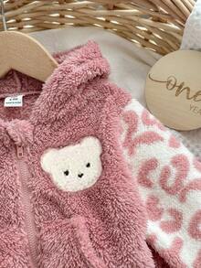 SHEIN 2件套女婴羊毛连帽夹克和裤子套装 - 彩色 - 查看 4