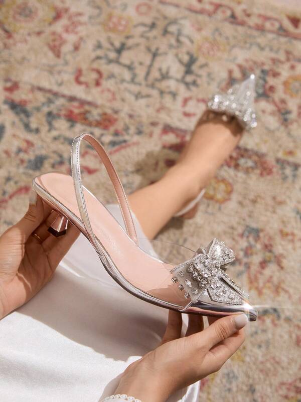 CUCCOO TILAWA Tacones altos de tacón de gatito con punta afilada para mujer, decoración de lazo, unicolor, correa de tobillo, opción de uso diario elegante, compras al aire libre, festivales, fiestas, primavera/verano/otoño/invierno, combinado con vestidos de satén