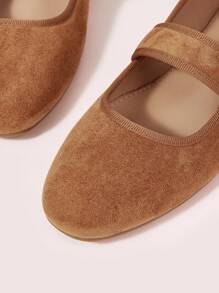 CUCCOO DOLLMOD Women's Fashion Charming Flat Loafers, Khaki Color, Faux Suede Material, Rhinestone Buckle, Square Toe, Commuting, Comfortable, Office, Street, Party, Travel, Vacation, Spring/Summer/Autumn - Khaki - View 7