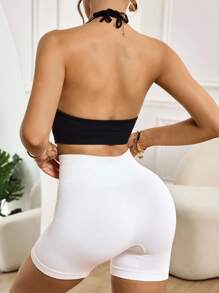 Slayoga Women's Casual Solid Color Minimalist Halter Sports Bra