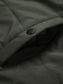 Manfinity Homme Men's Solid Color Zip-Up Hooded Drawstring Casual Jacket For Winter, Men Winter Jacket Warm, Jackets For Men Winter, Men Bubble Jacket, Men Winter Coat , Fall