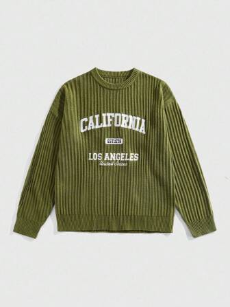 Street Life Men's Casual Letter Embroidered Knit Sweater