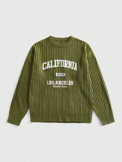 Street Life Men's Casual Letter Embroidered Knit Sweater