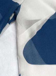 INAWLY Áo sơ mi nữ dài tay in họa tiết toàn thân có cổ áo sơ mi, thường ngày - Màu xanh lam - Xem 4